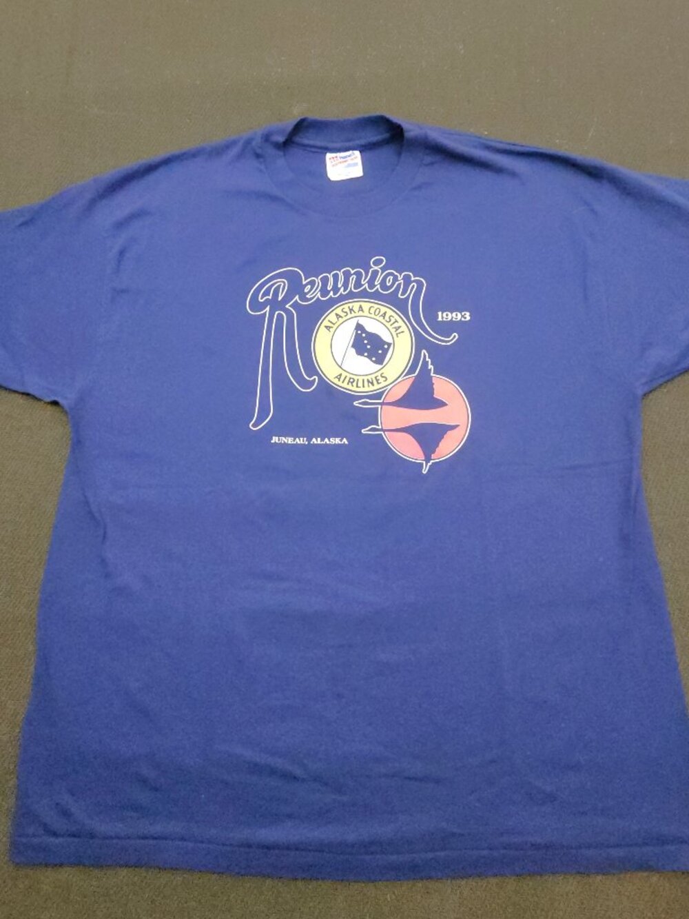 Vintage 1993 Alaska Coastal Airlines Reunion Hanes Heavyweight Single Stitch XL